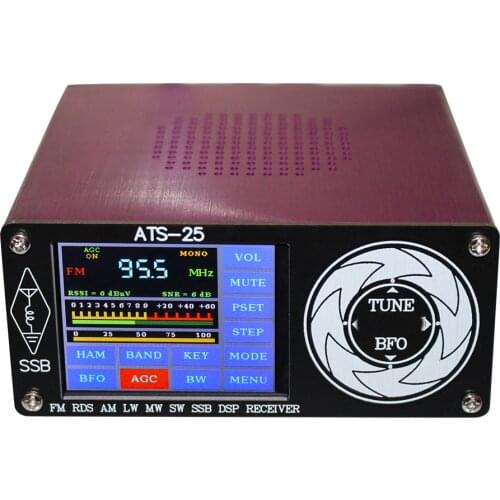 ATS-25 Si4732 All-Band Radio Receiver FM LW MW SW SSB + 2.4" Touch LCD +Whip Antenna +Battery + USB Cable + Speaker +Touch Key