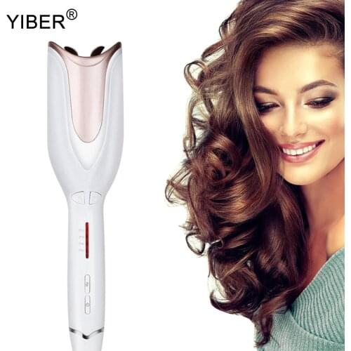 Automatic Hair Curler Ceramic Wired Curling Iron Electric Air Curler for Curls Waves LCD Display Rotating Curling Styler