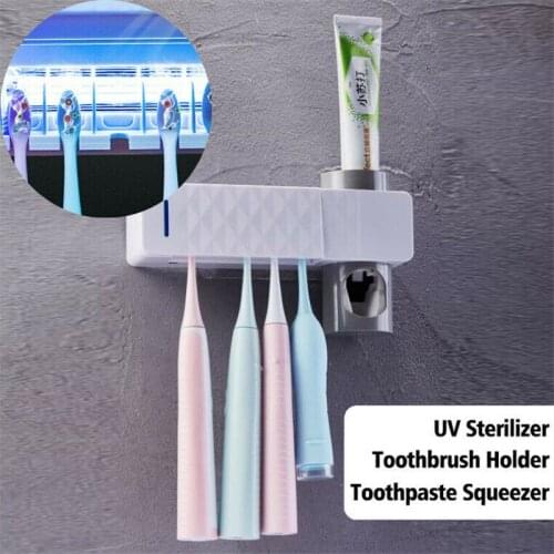Hot Sale New Automatic Toothpaste Dispenser + 5 Toothbrush Holder Set Wall Mount Stand Automatic Toothpaste Squeezers