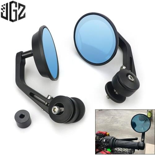 6mm Motorcycle Round Handlebar End Rear View Side Mirrors Blue Glass For Piaggio Vespa GTS GTV 250 300 LX Sprint Primavera S 150