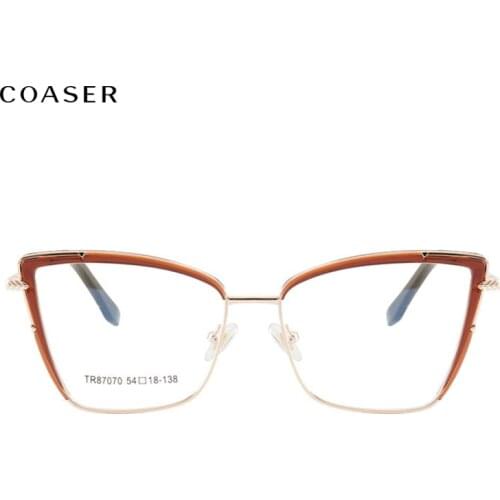 Big Vintage Round Women Optical Glasses Frame,Alloy Myopia Glassees;Ultralight TR90 Eyeglasses,Myopia Prescription Brand Eyewear