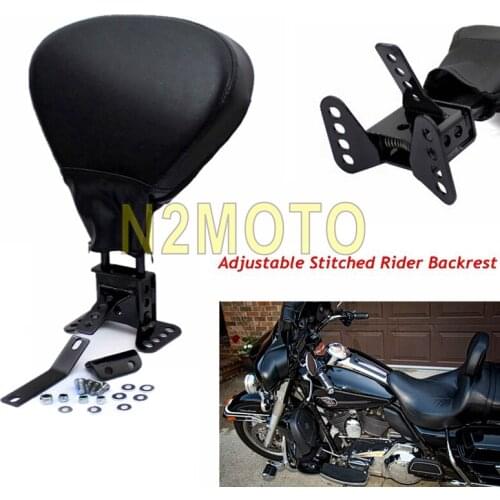 Black Adjustable Rider Driver Passenger Backrest Back Pad for Harley Touring Road King Street Glide FLHT FLHR FLHX 2009-2017