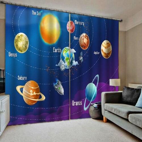 Kids Blackout 3D Curtains Living Room Bedroom Drapes Cortinas Customized size blue star curtains