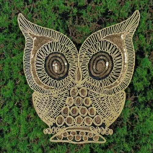 Design large embroidery big owl animal cartoon patches for clothing HE-462