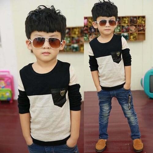 Boy Tshirt Kids Tops Children T-shirts for baby boys long sleeve t shirts leopard panther head animal