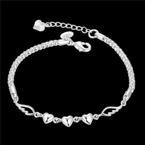 H365 romantic design Silver plated heart charm bracelet fashion jewelry Valentines Day gift Top quality global hot