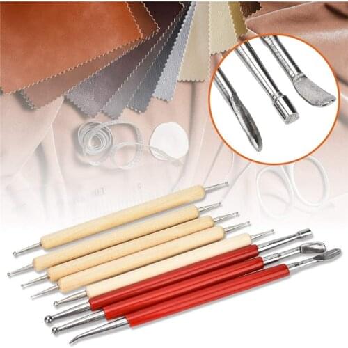 8Pcs Leather Craft Tool Modeling Point Stylus Modelling Splicing Carving Tool Spoon Balls Embossing Carving Press Tools