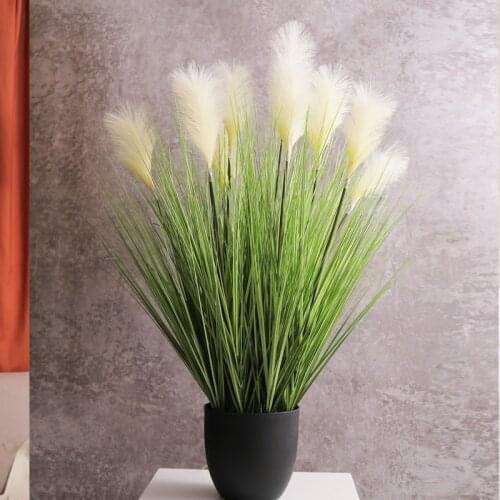 Artificial Bulrush Potted Flower Grass Nordic Phragmites Rush Ins Bonsai Plastic Reed Plants For Home Wedding Party Garden Decor