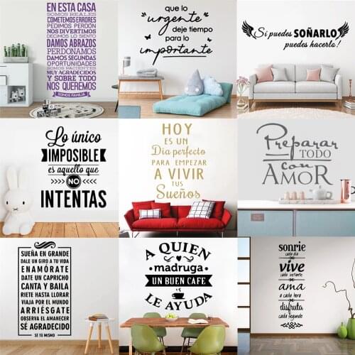 Spanish Inspirational Quotes Phrase Home Decoration Wall Decals Wallpaper waterproof Vinyl Stickers For Office Room Mural HY9995