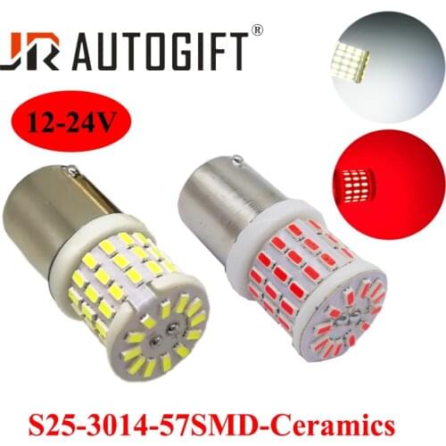 2pcs p21w bay15d ba15s 1156 1157 3014 57 led 12-24v ceramics auto Brake light Red car led Bulbs rear Turn signal lamp parking