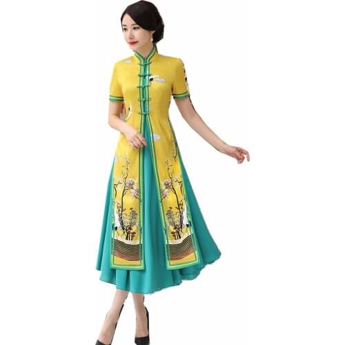 Shanghai Story Vietnam aodai Chinese traditional Clothing For Woman Qipao long Chinese Oriental dress modern cheongsam ao dai