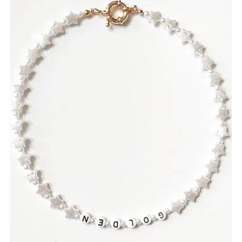 Hand-made Classic Imitation Pearl Necklace Personalized Custom Name Star Beads Choker 2021Charm Jewelry бижутерия harajuku