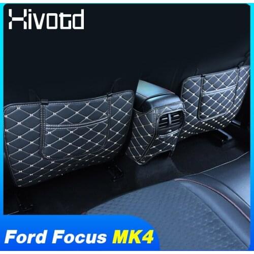 Rear Seat Anti Kick Pad Leather Anti-Dirty Mat Protector Cover Car Styling For Ford Focus Mk4 ST Line 2019 2020 Accessories