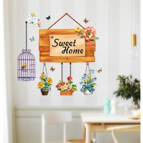 Creative Sweet Home Cage Wall Stickers Door Plate for Living Room Bedroom Window Door Sticker Pastoral Wall Decoration Mural