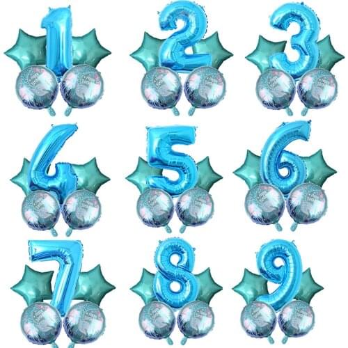 5pcs/lot 32inch Number Foil Balloons with Star Helium Balloon Mermaid Tail Round Globos Children Birthday Party Decorations Kids