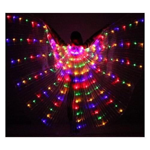 Wings Dance Led Isis Wings Belly Dance Shining Led Wing Open 360 Adjustable Sticks Accessory Stage Performance Props With Stick