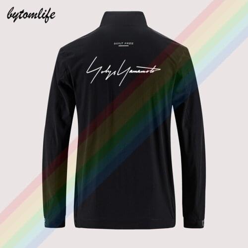 Motorcycle jacket Line words logo mens street windbreaker zipper thin jacket mens casual Back printing jacket Asian size