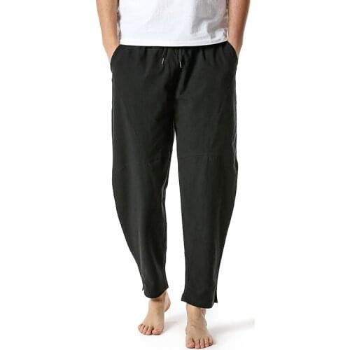 Summer Mens 100% Cotton Yoga Pants Loose Casual Lightweight Elastic Trousers Of Youth