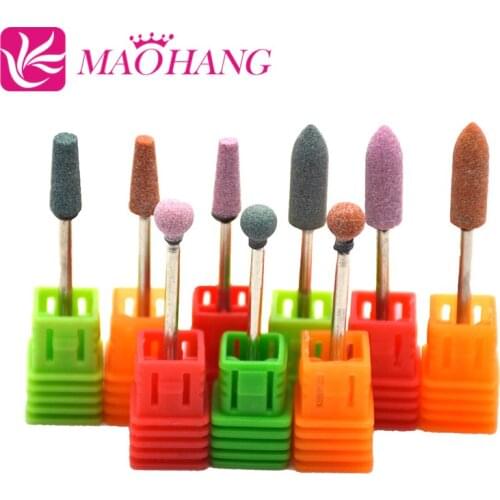MAOHANG 9PCS/LOT Ceramic stone Nail Drill Bit Nail File 3/32"Cutter for Electric Drill Manicure Machine Accessory Nail Art Tool