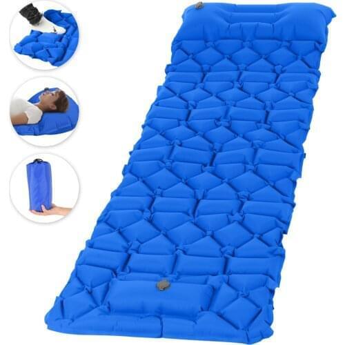 Inflatable Sleeping Pad Mat with Pillow Foot Pump Air Mattress for for Backpacking Hiking Traveling Inflatable Pad Camping