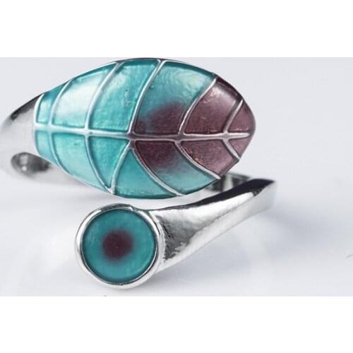 Natural Gem Leaf Beads Opening Adjustable Enamel Ring Womens Fashion Wedding Engagement Jewelry Valentines Day Gift