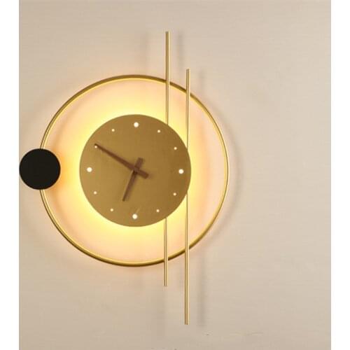Nordic Creative Clock Led Wall Lamp Art Aisle Bedroom Living Room Background Wall Decoration Sconce Lighting