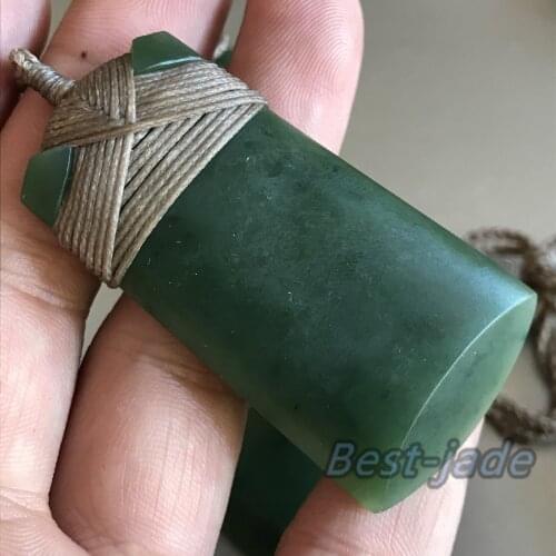 Vinatge Axe Natural Green Nephrite pendant Maori NZ POUNAMU Necklace Canadian jade Aquaman koru Greenstone Female jade gift