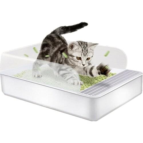 Semi-closed Pet Cat Litter Box Plastic Durable Fence Training Defecation Kitten Sandbox Toilet For Cats Dog Indoor Pee Pad Potty