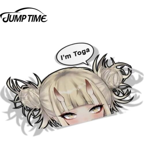 Jump Time 13cm x 9cm My Hero Academia BIG HEAD Anime Car Stickers Waifu Girl Himiko Toga Decals Car Motorcycle Car Accessories