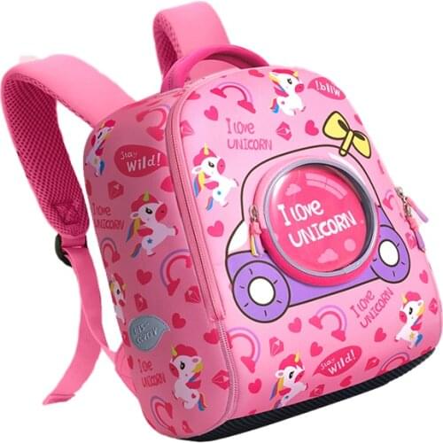 POOLOOS Reflective Strip Schoolbags 1-3-6 Years Old Waterproof Cartoon Backpack for School Boys and Girls Kids Backpack Girls
