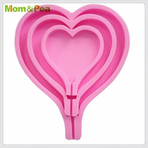 Mom&Pea MPA1907-9 Big Heart Shaped Silicone Lollipop Mold Cake Decoration Fondant Cake 3D Mold Food Grade