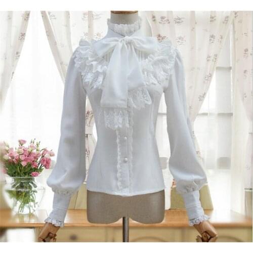 Vintage Womens Lolita Shirt Gothic Chiffon Ruffle Blouse Long Sleeve Blouse B298