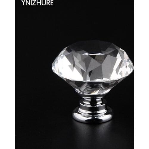 YNIZHURE 10Pcs 30mm Hot Cupboard Decoration Diamond Shape Crystal Glass Door Handle for furniture Drawer Pull