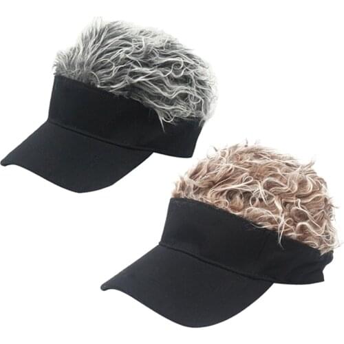 Unisex Funny Baseball Cap with Fake Flair Hair Cap Sun Visor Fun Toupee Hats Mens Womens Spiked Hairs Wig Hat