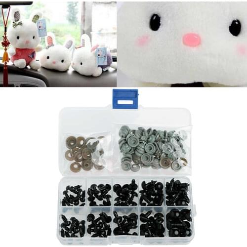 100pcs 6-12mm Black Plastic Safety Eyes For Teddy Bear Doll Animal Puppet Crafts