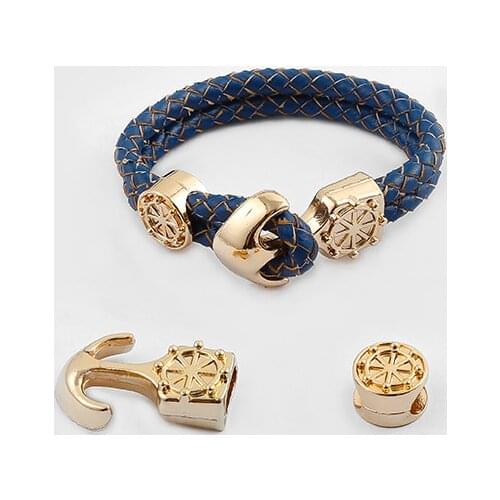 4PCS Gold Color Half Cuff Hook Clasp Bracelet Jewelry Accessories For 10*5mm Leather Cord Jewelry Making DIY Fashion Findings