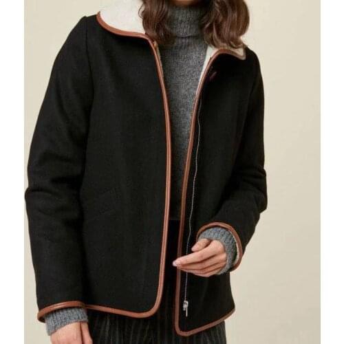 Women Jacket 2020 Autumn and Winter New Lamb Fur Lapel Coat Leather Jacket Coat