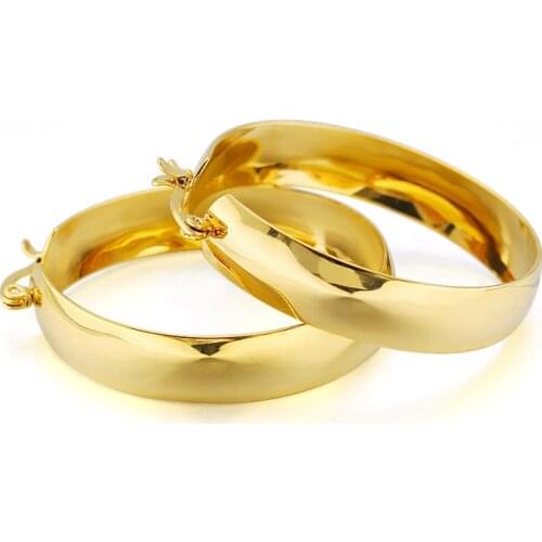 AsJerlya Gold Color Circle Oversize Earring For Women Vintage Wide Statement Hoop Earring Ladies Stainless Jewelry Wholesale