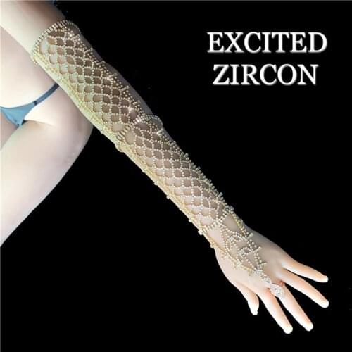 EXCITED ZIRCON bling Bohemian women exquisite long bracelet Arm chain luxury fashion sexy rhinestone crystal bracelet jewelry