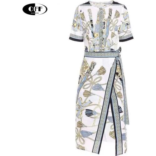 Runway Summer Vintage Printed Midi Dresses Women Short Sleeve Ladies Bandage Party Bodycon Woman Dress платье летнее женское ZA