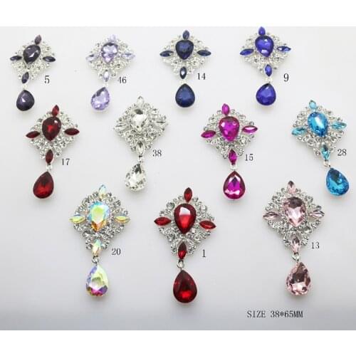 ZMASEY 2pcs/lot New Flatback Brooch Buttons 38 x 65mm Alloy Glass crystal Diy Jewelry Accessories Decoration Wholesale Prices