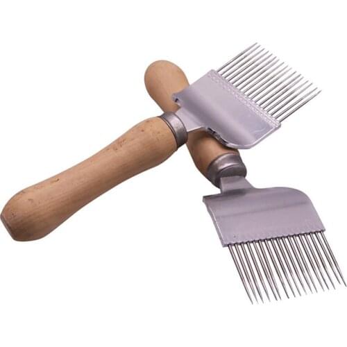 Pin shovel Durable Wooden Handle Comb Bee Tool Honey Pin Needle Honey Knife Cut Honey Knife Beekeeper Uncapping Forks 10 Pcs
