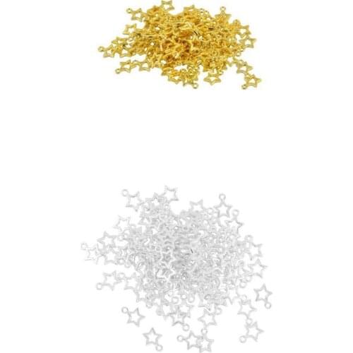 100pcs Bulk Stars DIY Charms Pendant for Xmas Birthday Party Jewelry Craft