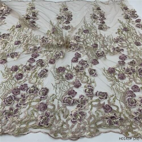 MIQIER High Quality African Nigerian Tulle Lace Fabric Cotton Embroidery Swiss Wedding Party Dress Golden White 2.5Yards Latest