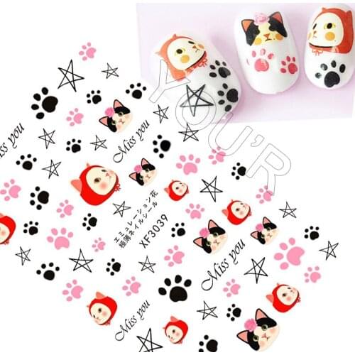 3D Cartoon Cat Set Nail Sticker Decoration Adhesive Bear Panda Nails Art Stickers Decals Design Manicure Transfer Foil Tape