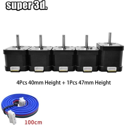 5pcs /Set Nema 17 42 Stepper Motors (1pc 48mm Height 1.5A +4pcs 40mm Height 1.5A ) 4-lead for DIY Prusa 3D Printer parts CNC XYZ