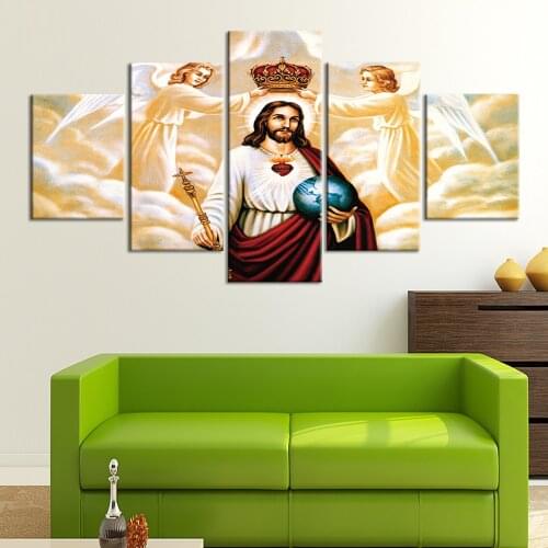 5 Pieces religion Christianity Jesus Christ Posters cross Posters Wall canvas art Pictures for Living Room Artwork Home Decor
