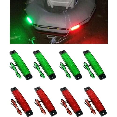 8x LED Signal Nav Navigation Light Strip Port Starboard Marine Boat Red + Green