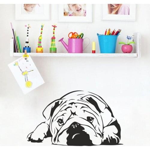 English Bulldog Dog Wall Sticker Pet Veterinary Grooming Salon Vinyl Wall Decals Art Mural Children Kids Room Home Decor Poster