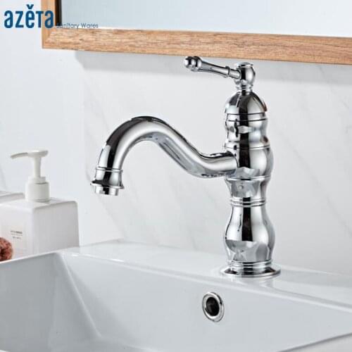Azeta Free Shipping Bathroom Washbasin Water Tap Chrome Single Handle Basin Faucet Brass Rotate Sprayer Basin Sink Mixer AT7706